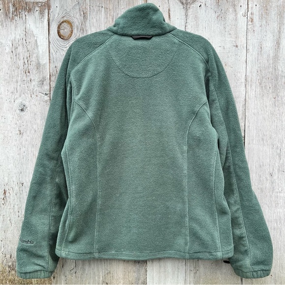 Columbia full zip front closure unlined cozy fleece sweater jacket forest green - Picture 12 of 13